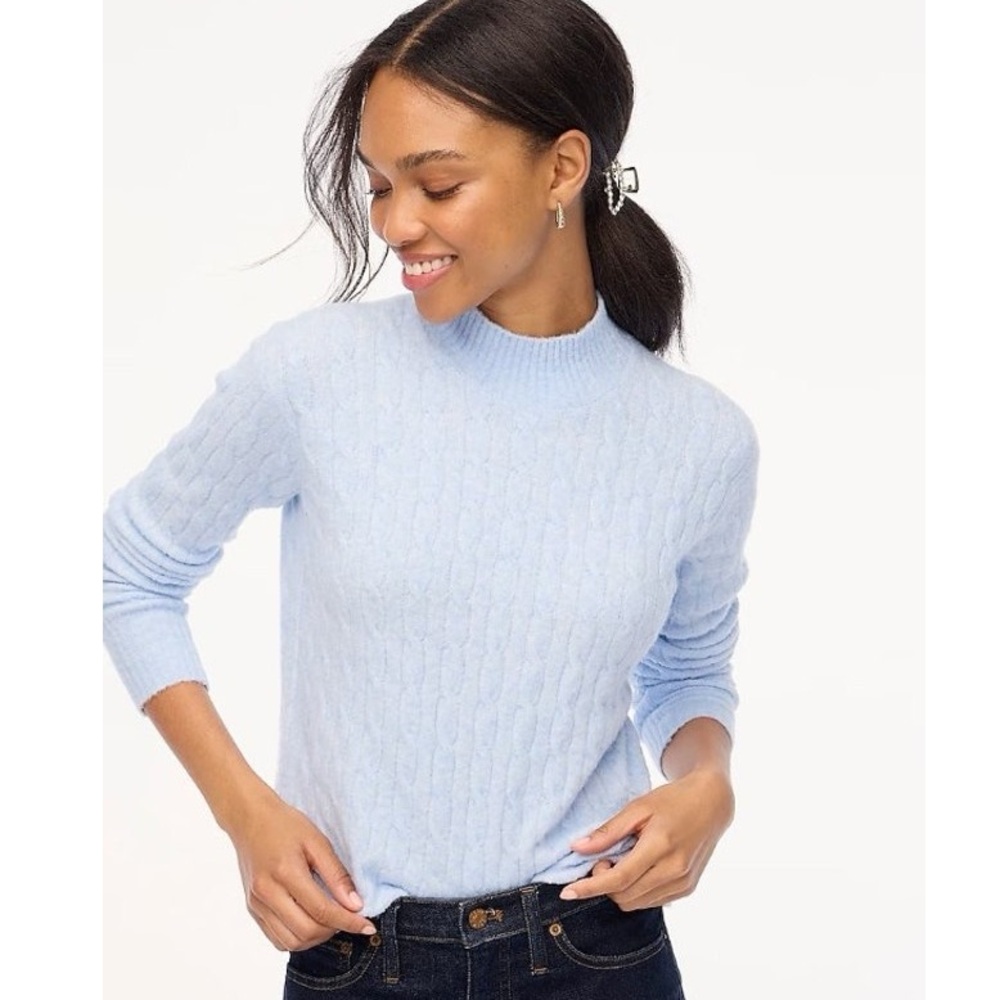 J Crew Cable-knit mockneck sweater